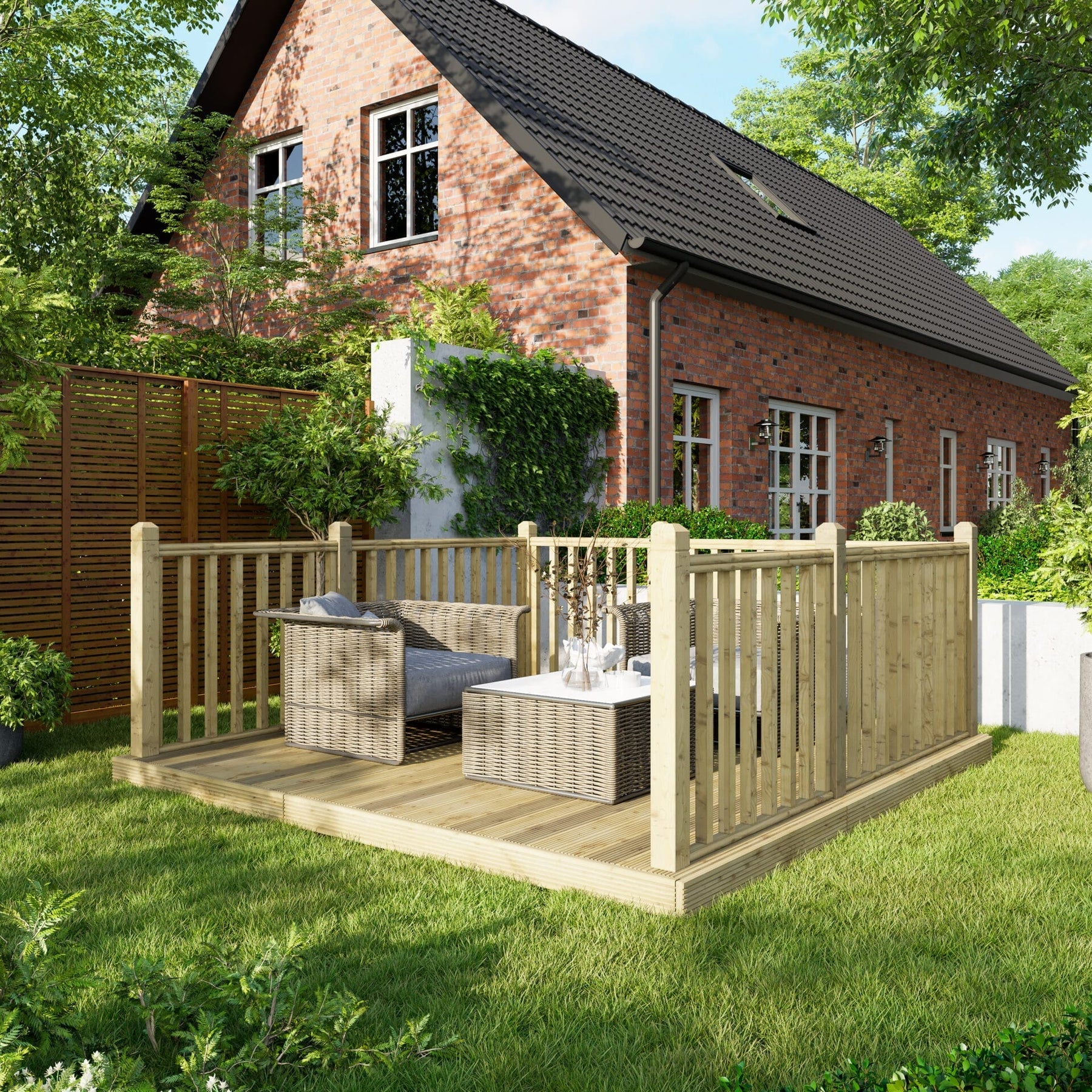 10x10 Decking with 3x Handrills