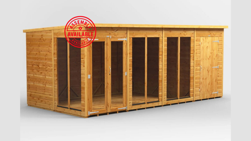 Pent Summerhouse Combi 16x8 with 4ft store