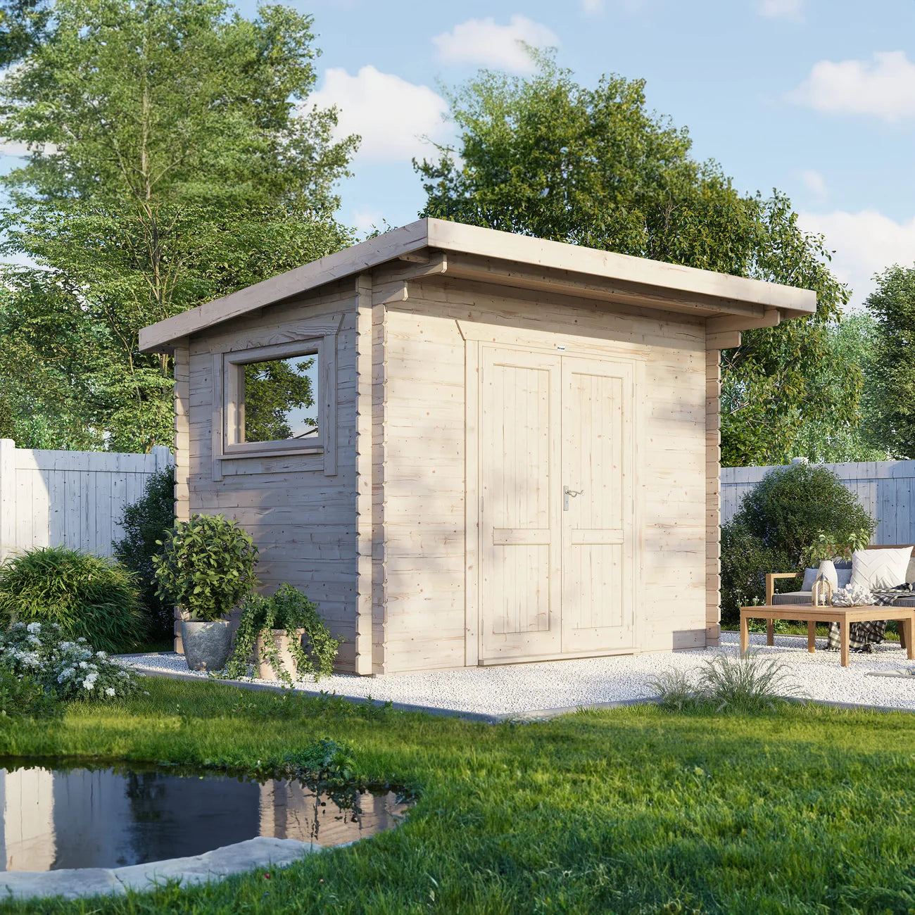 Pent Workshop Log Cabin (28mm) 12x8