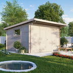 Pent Workshop Log Cabin (28mm) 14x14