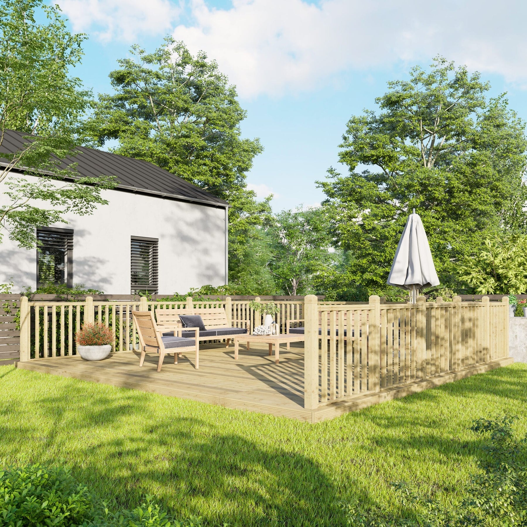 20x20 Decking with Handrail 3x sides