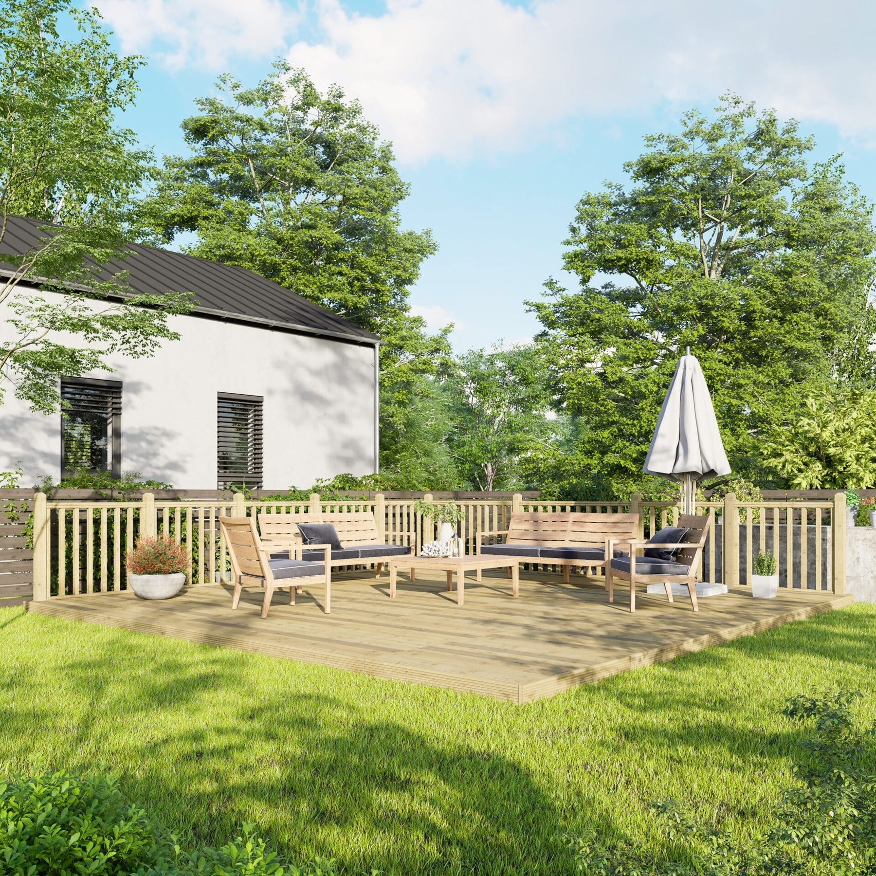 20x20 Decking with Handrail 2x sides