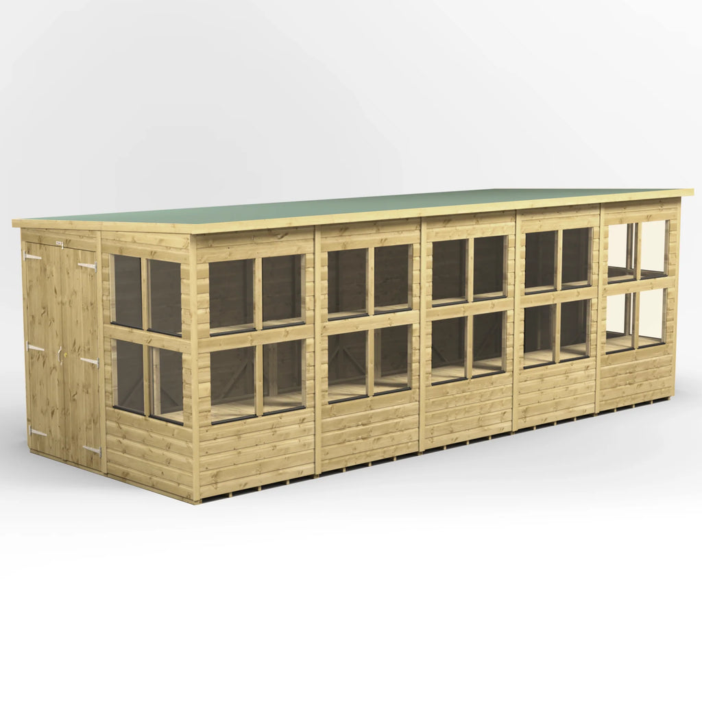 Premium Pent Potting Shed 20x8 (Double Door)